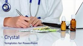  Presentation with medical billing - Presentation design having medical billing - doctor writes a prescription background and a sky blue colored foreground