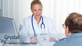  Presentation with interview - Slide deck consisting of medical billing - young doctor with stethoscope background and a light blue colored foreground