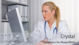  Presentation with medical billing - Slides enhanced with medical billing - young doctor with stethoscope background and a lemonade colored foreground