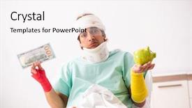  Presentation with medical billing - Theme with medical billing - young injured man staying background and a white colored foreground