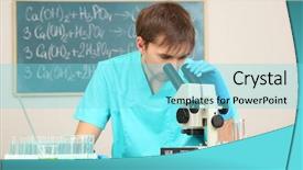  Presentation with research - Amazing presentation having medical biology - assayer during research on room backdrop and a  colored foreground