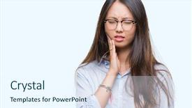  Presentation with asian - PPT theme featuring medical boss - young asian business woman wearing background and a sky blue colored foreground