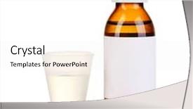  Presentation with tablets - PPT layouts consisting of medical bottle with jigger background and a white colored foreground
