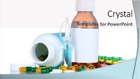  Presentation with ampoule - Theme featuring medical bottles ampoule and pills background and a white colored foreground