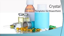  Presentation with ampoule - PPT theme featuring medical bottles ampoule syringe background and a white colored foreground