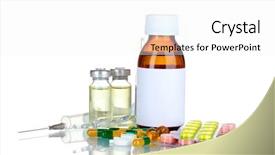  Presentation with ampoule - Colorful slide deck enhanced with medical bottles ampoule syringe backdrop and a white colored foreground