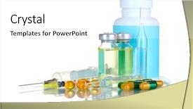  Presentation with ampoule - Slide deck consisting of medical bottles ampoule syringe background and a white colored foreground