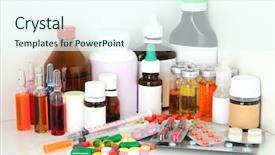 Presentation with medical pills - Cool new PPT layouts with medical bottles and pills backdrop and a cool aqua colored foreground