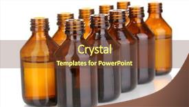  Presentation with healthy food medical bottle - Cool new slide set with medical bottles in the row backdrop and a  colored foreground