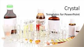  Presentation with tablets - Presentation with medical bottles with medical ampoules background and a white colored foreground