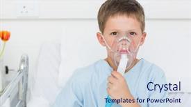  Presentation with hospital mask - Audience pleasing presentation theme consisting of portrait of sick little boy backdrop and a sky blue colored foreground