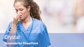  Presentation with breath - Slides enhanced with young brunette doctor girl wearing background and a teal colored foreground