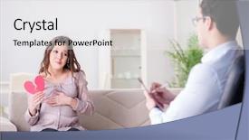  Presentation with pregnant woman doctor - Slide set enhanced with medical broken heart - pregnant woman visiting psychologist doctor background and a white colored foreground