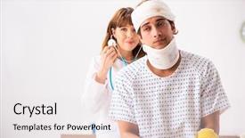  Presentation with metabolic doctor examining - PPT theme having medical broken heart - young doctor examining injured patient background and a white colored foreground