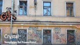  Presentation with abandoned - PPT theme featuring medical building construction - graffity old abandoned hospital kiev background and a  colored foreground