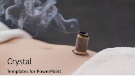  Presentation with traditional chinese medicine - Colorful presentation enhanced with acupunture - chinese traditional medicine moxibustion therapy backdrop and a soft green colored foreground