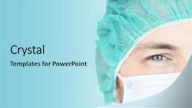  Presentation with medical face mask - PPT theme enhanced with medical cap and mask background and a arctic colored foreground