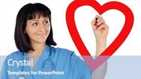  Presentation with cardiologist - Cool new presentation theme with medical cardiologist drawing a heart on a white background backdrop and a teal colored foreground