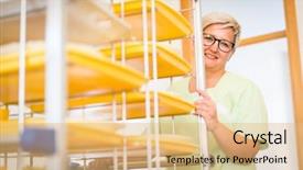 Presentation with medical service - Audience pleasing presentation theme consisting of medical cart - nurse bringing food service backdrop and a coral colored foreground