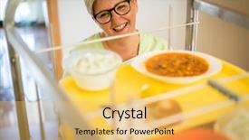  Presentation with medical service - Presentation theme enhanced with medical cart - nurse bringing food service background and a yellow colored foreground