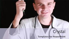  Presentation with doctor cartoon - Amazing PPT theme having medical cartoon - young doctor with syringe backdrop and a sky blue colored foreground