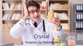  Presentation with fruits - Presentation design with medical celiac - doctor in dieting concept background and a sky blue colored foreground