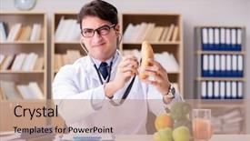  Presentation with fruits - Audience pleasing presentation design consisting of medical celiac - doctor in dieting concept backdrop and a  colored foreground