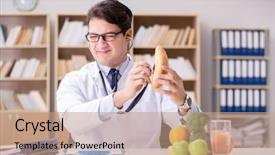  Presentation with frame of fruits and vegetables - Amazing slide deck having medical celiac - doctor in dieting concept backdrop and a coral colored foreground