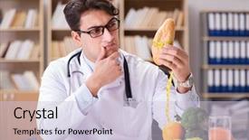  Presentation with fruits - Cool new PPT theme with medical celiac - doctor in dieting concept backdrop and a lemonade colored foreground