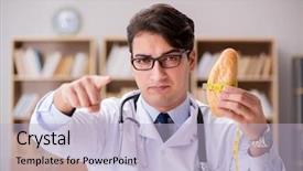  Presentation with fruits - Slide set having medical celiac - doctor in dieting concept background and a light blue colored foreground