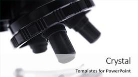  Presentation with medical biology - Colorful presentation theme enhanced with medical cell biology - microscope closeup over white background backdrop and a white colored foreground