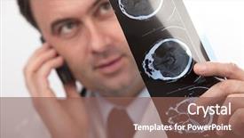  Presentation with ct computed tomography scanner in hospital - Theme featuring medical cell phone - doctor is checking x- ray background and a violet colored foreground