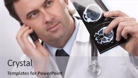  Presentation with ct computed tomography scanner in hospital - Beautiful theme featuring medical cell phone - doctor is checking x-ray computed backdrop and a light gray colored foreground