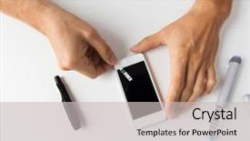  Presentation with home health care - Colorful presentation enhanced with medical cell phone - medicine diabetes glycemia health care backdrop and a light gray colored foreground