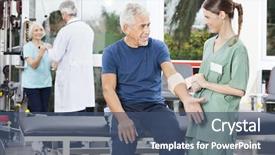  Presentation with nurse - Cool new PPT layouts with medical center - nurse putting crepe bandage backdrop and a ocean colored foreground