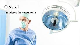  Presentation with operating room - PPT layouts featuring medical center - portrait of a male surgeon background and a white colored foreground