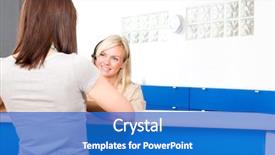  Presentation with woman stuck in ladder - PPT layouts consisting of medical center - woman arriving at the dentist background and a teal colored foreground