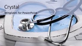  Presentation with closeup of foosball table soccer - PPT theme having medical chart - cardiogram with stethoscope on table background and a light blue colored foreground