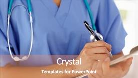  Presentation with female doctor - Amazing PPT layouts having medical chart - young female doctor backdrop and a coral colored foreground