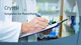  Presentation with pharmacy granules - Colorful PPT theme enhanced with medical checklist - pharmacist writing on clipboard backdrop and a light blue colored foreground