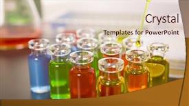  Presentation with test tubes - Slides with medical chemical - laboratory colorful test tubes pipette background and a lemonade colored foreground