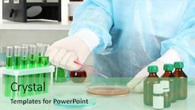  Presentation with research - Audience pleasing presentation design consisting of medical chemical - scientist conducting research in laboratory backdrop and a  colored foreground