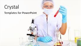  Presentation with chemistry - Amazing slides having medical chemical - young female scientist backdrop and a  colored foreground