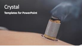  Presentation with medical therapy - Slide deck consisting of medical china - chinese medicine moxibustion therapy background and a dark gray colored foreground