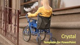  Presentation with ramp - Beautiful theme featuring medical city - woman in wheelchair on ramp backdrop and a violet colored foreground