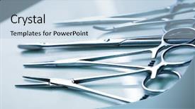  Presentation with medical instruments - Cool new presentation theme with medical clamp instruments on table backdrop and a light blue colored foreground