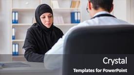  Presentation with doctor visiting family a new born - Amazing theme having medical clinic complaints - muslim woman visiting doctor backdrop and a dark gray colored foreground