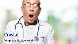  Presentation with medical iv fluid - Slide set with medical coat afraid and shock background and a sky blue colored foreground