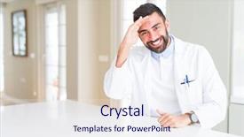  Presentation with medical smiling doctor - Amazing slides having medical coat at the clinic backdrop and a sky blue colored foreground