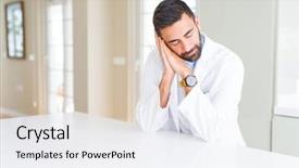  Presentation with medical smiling doctor - Presentation theme with medical coat at the clinic background and a white colored foreground